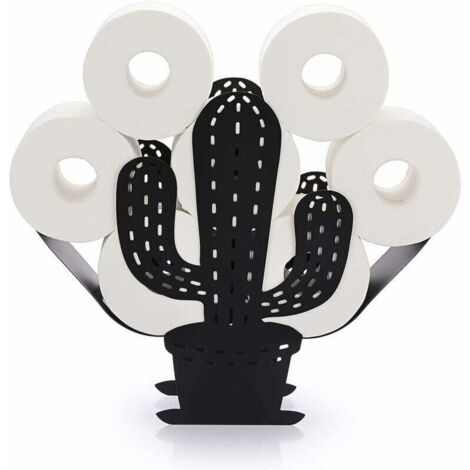 Portarrollos de papel higiénico metálico con forma de cactus - Soporte para 8 rollos de papel higiénico, diseño decorativo para el baño (Negro) (1/5)