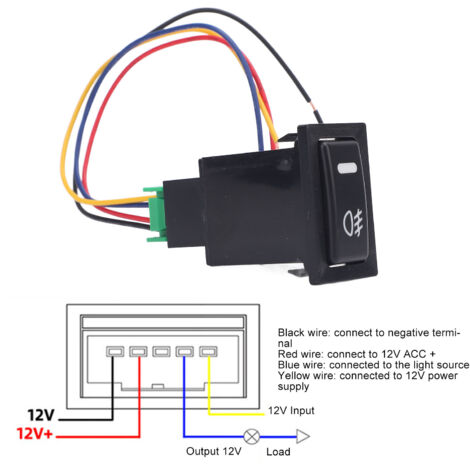 Interruptor de botón pulsador para faros antiniebla con cableado - Compatible con Toyota Camry 2003-2007, Hiace 1992-2002, 2009-2011 y Hyundai Elantra 2001-2003 (1/5)