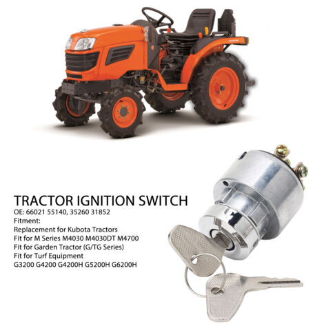Interruptor de arranque de aluminio para tractor con 2 llaves – Repuesto para Kubota M4030 M4700 M4800