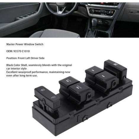 Interruptor principal de elevalunas eléctrico 93570 C1010 para Hyundai Sonata 2015-2019 - Lado del conductor izquierdo - Carcasa negra (1/5)