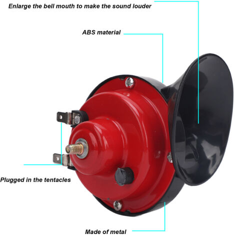 Kit de bocina para UTV - Bocina doble potente de 12 V con relé e interruptor - Compatible con Polaris Ranger RZR General (Rojo) (1/5)