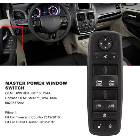 Interruptor de elevalunas eléctrico del lado del conductor DWS1834 para Grand Caravan 2012-2016 (1/5)