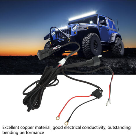 Kit de instalación de luz de trabajo LED de 12 V - Kit de cableado con cables de alta conductividad de 16 AWG para ATV, SUV, Jeep y camionetas pickup.
