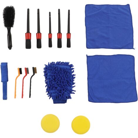 Kit profesional de limpieza de coches: juego de 15 cepillos de detalle para ruedas, parachoques y rejillas de ventilación.