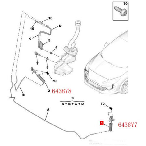 Bomba de depósito para limpieza de faros, compatible con Peugeot 308 I T7 (2007-2013) y 408 (2010-2014), lado derecho, alto rendimiento - 6438Y8 (1/5)