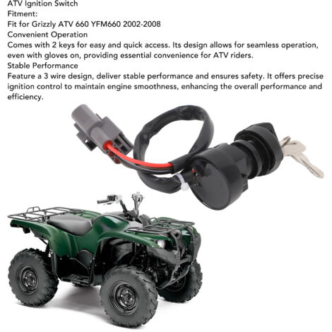 Interruptor de arranque de 3 cables para ATV con llaves para Yamaha Grizzly 660 2002-2008 (1/5)