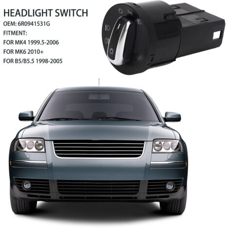 Interruptor de faros 6R0941531G con cromado y sensor de luz para Volkswagen Mk4 Mk6 B5 (1/5)