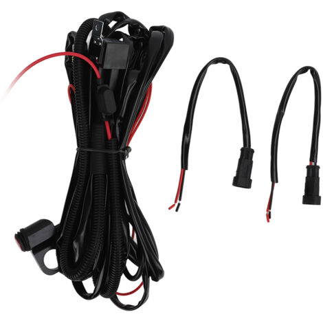 Interruptor para manillar de motocicleta/ATV - Kit de cableado impermeable de aluminio para faros antiniebla LED, 2,2 m para 2 faros de 12 V (1/5)