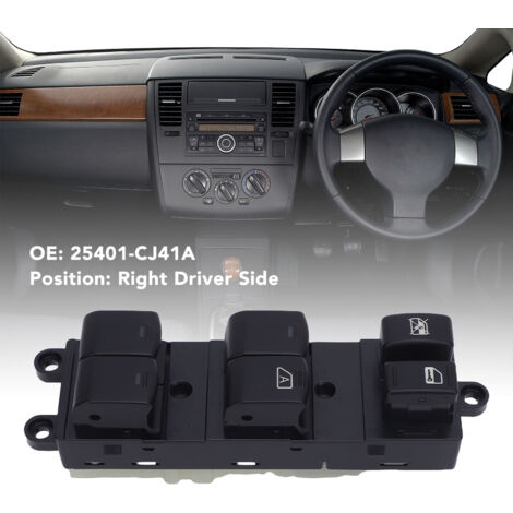 Interruptor de elevalunas eléctrico 25401-CJ41A para Nissan Tiida (2006-2010) - Lado del conductor (1/5)
