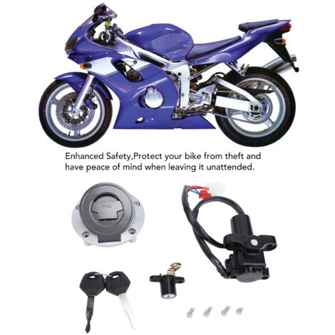 Juego de cerraduras cilíndricas para encendido, depósito de combustible, baúl trasero, casco y sistema antirrobo, para Yamaha MT03 R6 R1 FZ FJ XJ6 - Compatibilidad directa y fácil instalación.