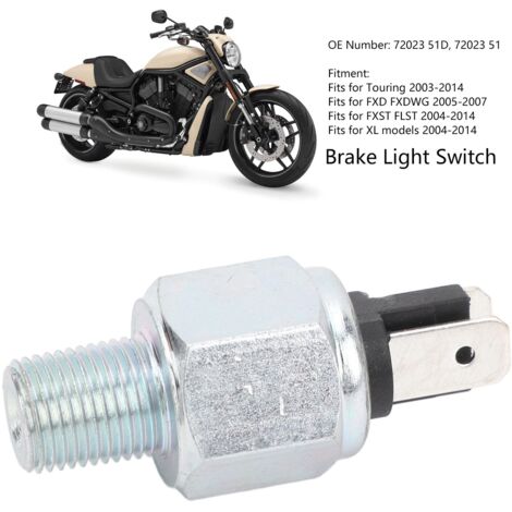 Interruptor de luz de freno hidráulico 72023-51D con cable para motocicletas Harley-Davidson Touring, FXD, FXST y XL. (1/5)