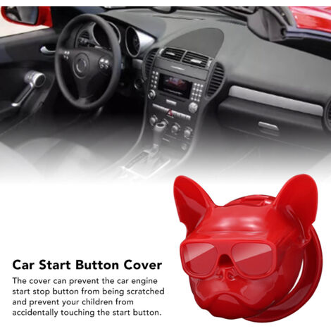 Funda para botón de arranque del coche, resistente a los arañazos y de tacto agradable, accesorio universal para la decoración del interior del coche, bonito diseño rojo, dimensiones 5x5 cm.
