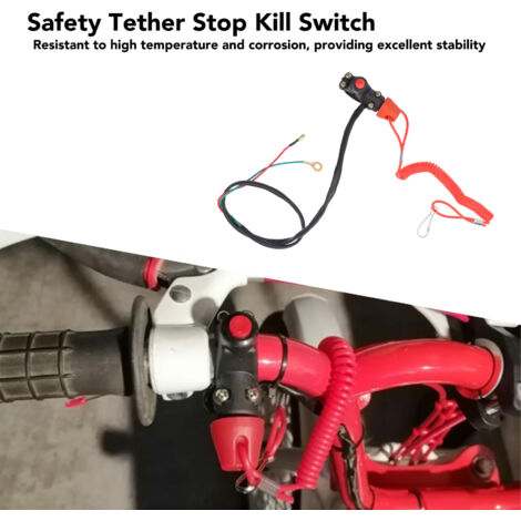 Interruptor de parada de emergencia Safety Tether de 22 mm para motocicletas, ATV y vehículos todoterreno con cordón de seguridad. (1/5)