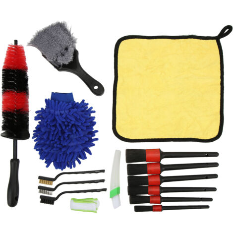 Juego de cepillos para limpieza de coches (15 piezas) - Kit de limpieza interior/exterior para coches, motocicletas y bicicletas (1/5)