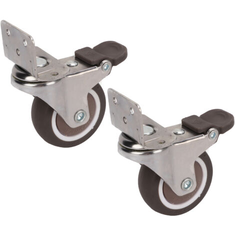Ruedas giratorias en forma de L con freno (x2) - Goma TPE silenciosa - Giro de 360° - Duraderas (L: 40 mm)