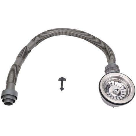 Conjunto de desagüe para fregadero de cocina de acero inoxidable 304 pulido espejo con manguera de tapón de 820 mm para fregadero con abertura de 90-100 mm