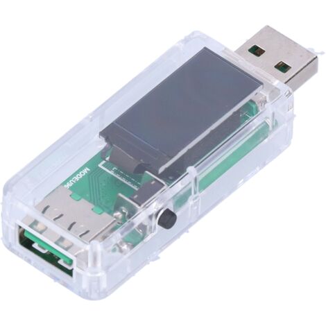 Comprobador USB LCD para cargadores y baterías, medidor de voltaje y corriente con conexión Bluetooth, pantalla digital transparente.