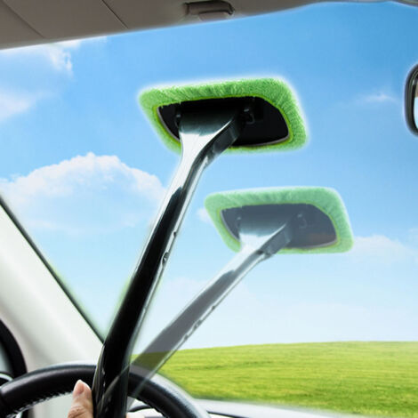 Raspador de ventanas de coche de mango largo - Limpieza antivaho y antipolvo - Cepillo multifuncional para lavar parabrisas
