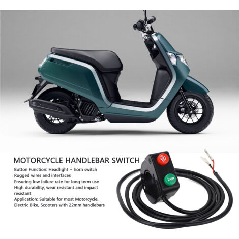 Interruptor de manillar de motocicleta de 22 mm, interruptor de bocina y faro de 3 cables para motocicleta, scooter y bicicleta eléctrica. (1/5)