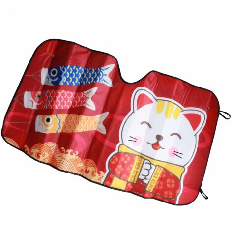 Protector de parabrisas para coche con diseño de Lucky Cat - Parasol térmico de aluminio, tamaño compacto