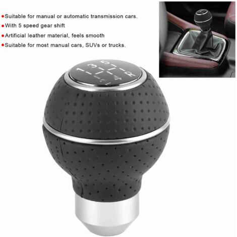 Pomo de palanca de cambios de aluminio y cuero de 5 velocidades para automóviles Con adaptadores (1/5)