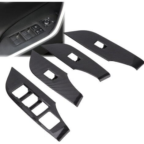 Marco de pomo de ventana de fibra de carbono de primera calidad en color negro para Toyota RAV4 2019-2021, 4 piezas, lado izquierdo