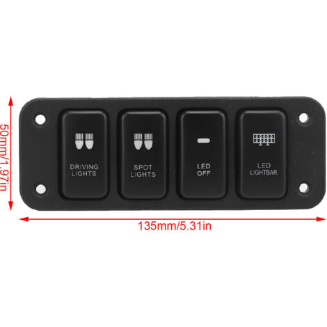Panel de interruptores de 4 vías con LED azul para controlar las luces del coche - Compatible con Hailax y VIGO 12V CC - Material ABS resistente