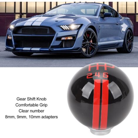 Pomo de palanca de cambios con 3 adaptadores, agarre cómodo, 6 velocidades, estilo Shelby GT500 para Mustang 1967-2018 (1/5)