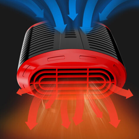 Ventilador calefactor para coche de 150 W y 12 V con rotación de 360°, descongelador y desempañador portátil de acción rápida. (1/5)
