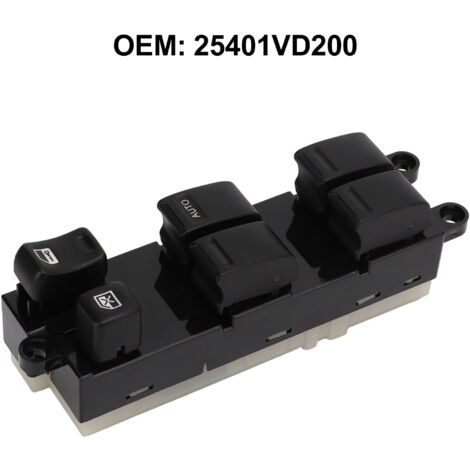 Interruptor de elevalunas eléctrico de repuesto para Nissan Patrol GU Y61 25401VD200 ABS y metal, volante a la derecha. (1/5)