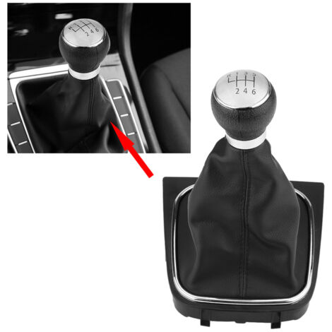 Funda para palanca de cambios de 6 velocidades en ABS y cuero sintético negro para Volkswagen Golf MK5/MK6 Jetta 2005-2014 (1/5)