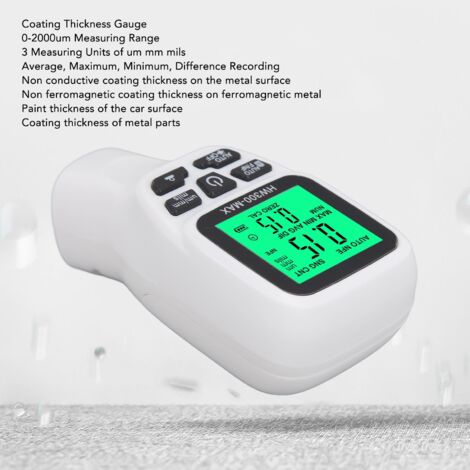 Medidor de espesor de recubrimiento HW300-MAX - Herramienta de medición digital de alta precisión de 0 a 2000 µm - Para pintura metálica (blanca) (1/5)
