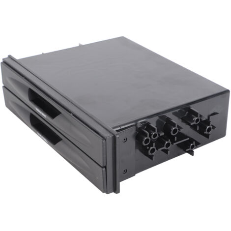 Caja de almacenamiento para coche de doble capa 1DIN con portavasos y organizador multifuncional, ABS negro, universal, 173x48 mm (1/5)
