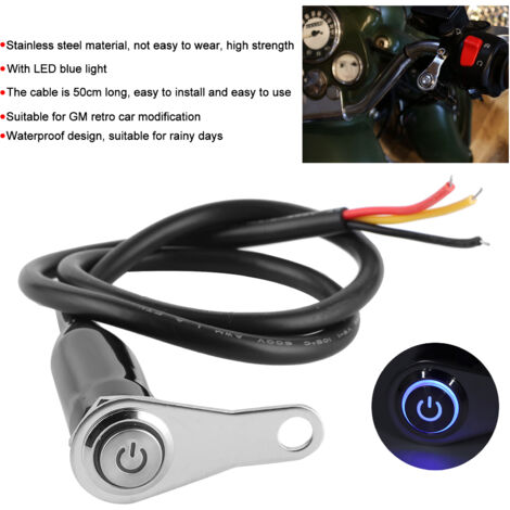 Interruptor de arranque para motocicleta de acero inoxidable de 12 V con LED y botón (1/5)