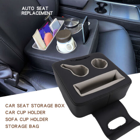 Portavasos para el asiento trasero del coche o el sofá: soporte con doble ranura para bebidas, aperitivos y teléfonos inteligentes. (1/5)