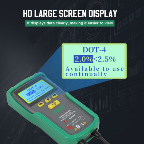 Comprobador digital de líquido de frenos DY23C: detección precisa de DOT3/DOT4/DOT5.1 con pantalla y alarma sonora/visual para vehículos. (1/5)