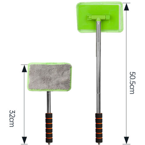 Raspador de ventanas de coche, rascador telescópico, rascador con mango de aleación de aluminio y almohadilla de microfibra para la limpieza del coche, verde
