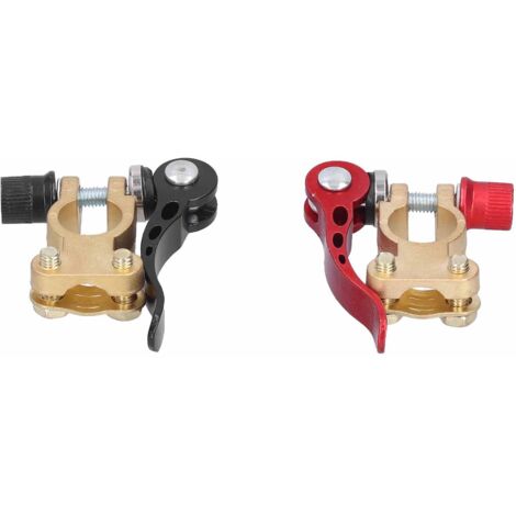 Terminales de batería, 2 abrazaderas de conexión rápida con tope de seguridad de latón, para barcos, tractores y UTV de 12V, 6V y 24V. (1/5)