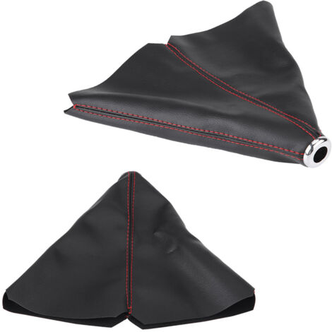 Protector de pedal de cambio de marchas de cuero sintético PU negro brillante con costuras rojas - Universal Manual [Protector de pedal] (1/5)