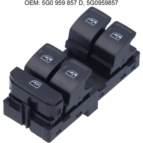 Interruptor principal de elevalunas 5G0 959 857 D Negro - Repuesto para SEAT León, Atlas Cross Sport y más (ABS + metal) (1/5)