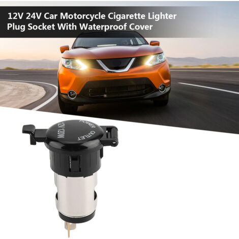 Adaptador para encendedor de cigarrillos de 12V/24V para coche y motocicleta con cubierta impermeable.