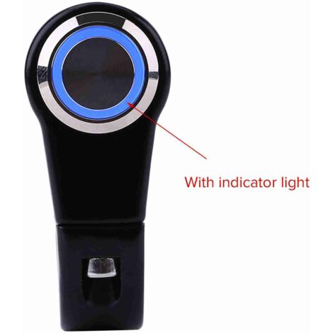 Interruptor de manivela para motocicleta de 22 mm con botón pulsador de encendido/apagado para faro antiniebla modelo B con retroiluminación azul. (1/5)