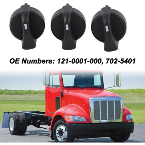 Perillas de control del ventilador del aire acondicionado Peterbilt 121-0001-000 - Juego de 3 piezas negras (1/5)
