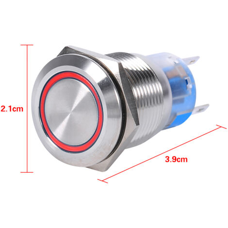 Pulsador autoblocante con LED, IP65, 19 mm