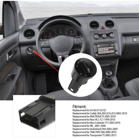 Interruptor de luces antiniebla 6Q0941531C Compatible con Volkswagen Caddy 2005-2010 (1/5)
