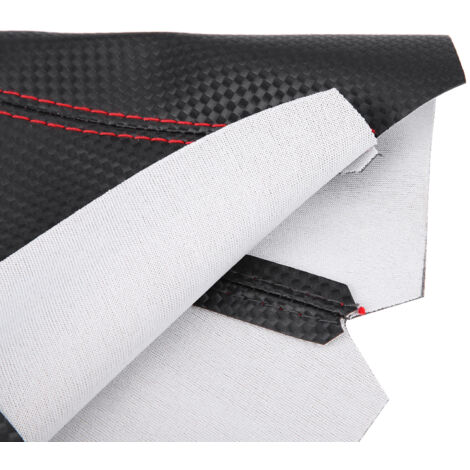 Funda de caja de cambios de cuero sintético, estilo fibra de carbono - Punta roja - Universal (1/5)