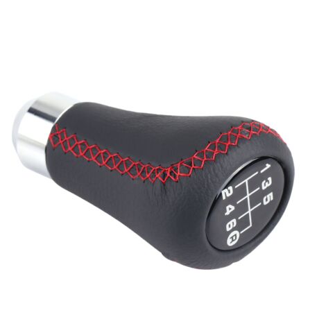 Pomo de palanca de cambios de PU para coche de 6 velocidades con 3 adaptadores para diámetros de 8-12 mm - Rojo (1/5)
