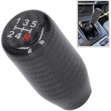 Pomo de palanca de cambios de fibra de carbono negra, 5 velocidades, tacto suave y cómodo, compatible con Acura, Mazda y Mitsubishi. (1/5)