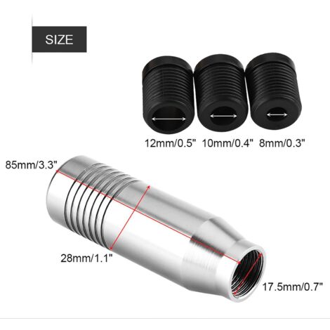 Pomo de palanca de cambios de aluminio Diseño elegante y colorido Dimensiones: 8-12 mm, 3 adaptadores incluidos (1/5)