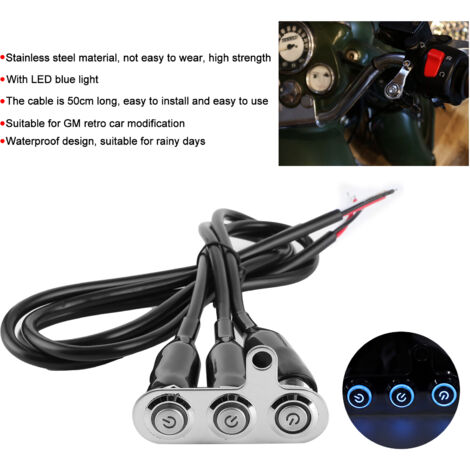 Interruptor de acelerador de motocicleta de acero inoxidable de 12 V con LED y 3 botones de control para modificación. (1/5)